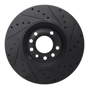 Cadillac BLS Brake Rotor (1) - Front Left - R1 Concepts - Drilled & Slotted - Black - `03-`11